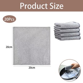 20 Pcs Smart Scrubs - Non-scratch Scouring Cloths,smart Scrubs, Non Scratch Scourers, New Steel Wire Dish Towel for Wet and Dry Wire Dishcloth for Dishes Sinks Counters Tops of Stoves