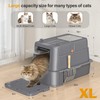 HEGGCOOE Enclosed Stainless Steel Cat Litter Box with Lid，XL Large