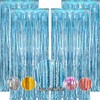 Metallic Tinsel Curtain Light Blue Glitter– OEMG 4Pack 3.3x8.2FT Light