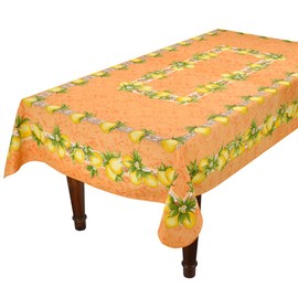 Citrus Orange French Provencal Tablecloth - 59x92 Rectangular - Stain Resistant