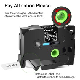 Compatible for Brother Mobile Solutions Etching Stencil Tape STe-141 Ste-151 Ste-161 18mm 24mm 36mm Black on Clear Label Tape use in P Touch PT-P910BT PT-530 PT-3600 PT-9500PC PT-9600, 6 Pack