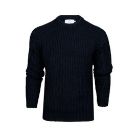 Xact Men's Chunky Fisherman Knit Jumper, Crew Neck, Raglan Sleeve (Navy) XXL