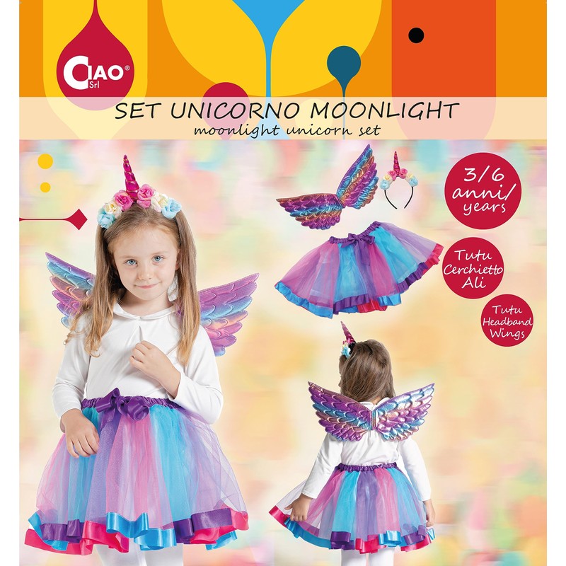 Ciao - Moonshine Unicorn Disguise Kit (Tutu Skirt, Wings, Tiara