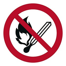 STROBO Fire Open Light Smoking Prohibited Sticker Mandatory Sign with UV Protection Warning Sign for Outdoor Indoor Use 9.5 x 9.5 cm Pack of 5