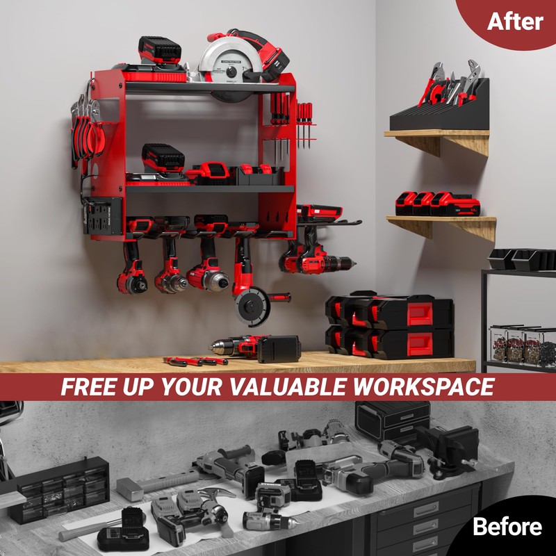 YYR Power Tool Organizer Wall Mount with Charging Station, Cordless