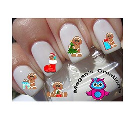 Christmas Gingerbread Man #1011 Waterslide Nail Art Decals- Salon Quality!