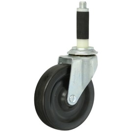 Shepherd Regent Series 4" Diameter Hard Rubber Wheel Swivel Caster, Expanding Adapter Stem, 150 lbs Capacity, Zinc Finish, Fits 3/4" - 13/16" Round Tube Diameter