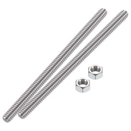 HiPicco 1/4"-20 Fully All Threaded Rod & Studs, 100mm/4" Length, 304 Stainless Steel Right Hand Thread Screw for Furniture Anchor Bolts, Clamps, Hangers and U-Bolts 2 Pack 【with Nuts】
