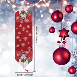 TANCUDER Christmas Table Runner Red Christmas Table Cloth Tablecloth Rectangular Long Xmas Table Runners Snowflake Snowman Christmas Runner Tablecover for Xmas Dinning Tables Decorations, 33x183cm