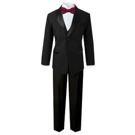 Spring Notion Boys' Classic Fit Tuxedo Set, No Tail 8 Black-Burgundy