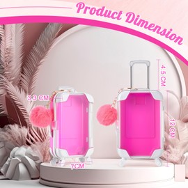 VioraWhite 20 Pcs Mini Empty Suitcase Storage Box and Plush Ball Keychain Clear Candy Luggage Storage Containers Suitcase Packaging Case (Multicolor)