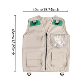 Perfeclan Kids Explorer Vest and Hat Costume Outdoor Adventure Kits Backyard Cargo Vest Accessories Kids Cargo Vest for 3-12 Years Old, S