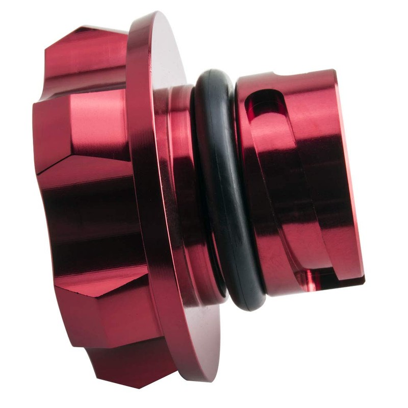 VMS RACING RED OIL CAP with SILVER ENGINE OIL NOTICE