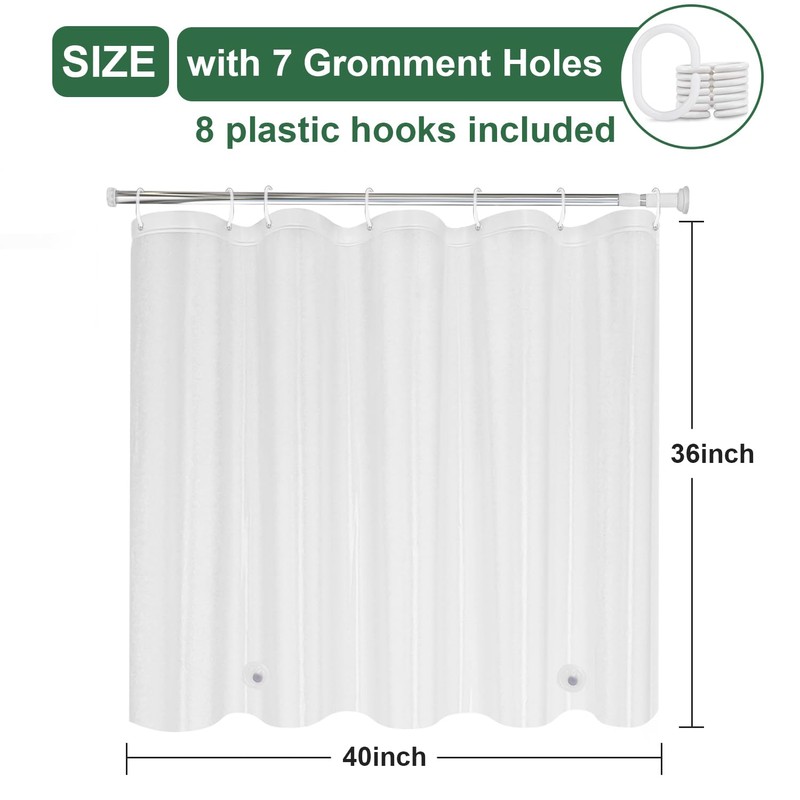 UFRIDAY Frosted Window Curtain with Hooks, Narrow Short Plastic Privacy