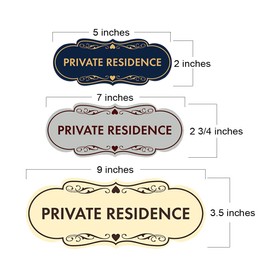 Señal de residencia privada de diseñador (negro/plateado), grande