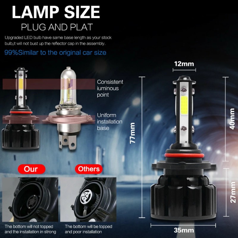 StoneBanks 4-Side 9005 9006 Combo LED Headlight Kit High Low