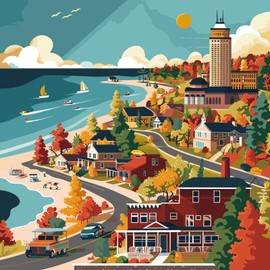 HUADADA Jigsaw Puzzles for Adults 1024 Pieces, Seaside at Suburbs Letter on Back Interlock Perfectly No Dust, Home Decors Family Challenge Toys for Men Women Elders Seniors (19.6"x19.6"), 1:1 Poster