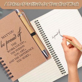 Thank You Gifts for Colleagues Women Men, A6 Spiral Notepad with Ballpoint Pen Set, Inspirational Coworker Employee Appreciation Colleague Leaving Gifts New Job Proud of You Positive Notebook