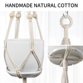 IDEEEPAN 2 Pack Macrame Plant Hanger (49"&72"), Fits 4-8" Pots, 2 Tier+3 Tier Indoor Outdoor Hanging Planter Basket Flower Pot Holder, Boho Home Decor, Ivory (POTS NOT Included)