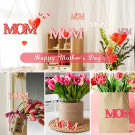 Wooden MOM Letter Ornaments to Paint 7 Inch, Large Size Mothers Day Wooden Cutout DIY Blank Unfinished Wood Discs Mother's Gifts Ornament for Crafts Hanging Decorations(10PCS)