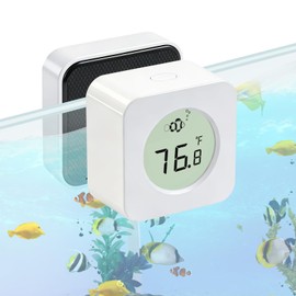 Oasirep Nano Aquarium Magnetic Algae Scraper, Built-in High Accuracy Digital Aquarium Thermometer, 2 in 1 Fish Tank Glass Cleaner Tool for 1-30 Gallons Glass Tank
