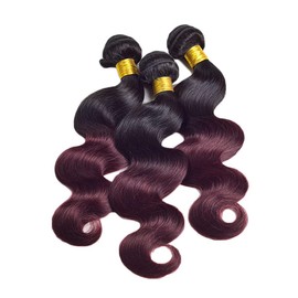 AiPliantfis Body Wave Human Hair Bundles Burgundy Extensions Real Hair Brazilian Remy Hair Double Weft 1B99J Ombre Real Hair Wefts Brazilian Hair Bundles 100 g/PC 300 g Total 24 26 28