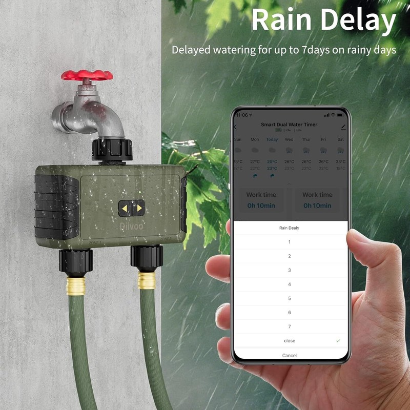 DIIVOO Sprinkler Timer 2Zone Bluetooth Water Timer for Garden Hose