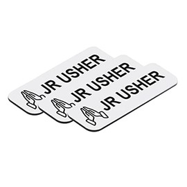Jr Usher 1 x 3" Name Tag/Badge, White, Praying Hands (10 Pack)