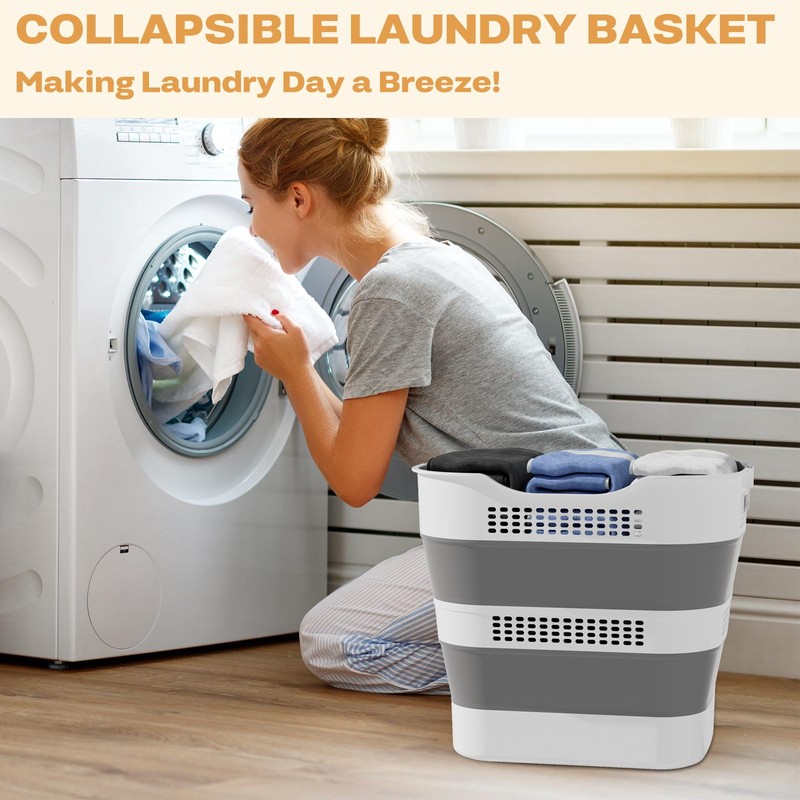 OOAMBB 43L(11.5Gallon) Collapsible Laundry Basket with Handles, Foldable Laundry Basket