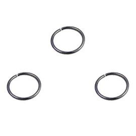 DENI 3 Very Small Black Nose Rings Diameter 6mm Very Thin 0.6mm Thickness Without Clasp Silver, Silver