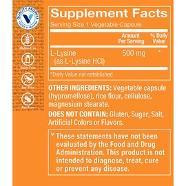The Vitamin Shoppe L-Lysine 500MG - Immune Support, Collagen Formation & Calcium Absorption, Essential Amino Acid (100 Capsules)