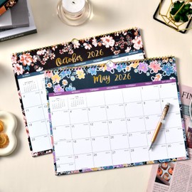2026 Calendar - Jan. 2026 - Dec. 2026, 2026 Wall Calendar, 12-Month Calendar, 15" x 11.5", Twin-Wire Binding + Hanging Hook + Thick Paper + Unruled Blocks with Julian Dates - Floral