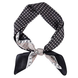 GERINLY Classic Plaid Men Neckerchief Fashion Silk Head Bandana Oversized Pocket Square for Prom (Black)