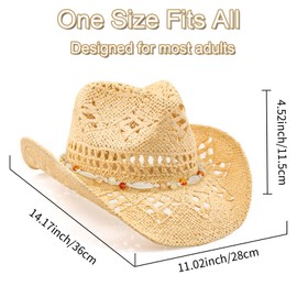 WQWOVRVO Cowboy Hat,Cowgirl Hat,Cowboy Hats for Women/Mens/Straw Wide with Shapeable Brim Cowboy Hat for Womens/White/Black. (Beige+Orange White)