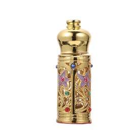 Beavorty Perfume Bottles Vintage Glass Refillable Empty Perfume Bottle Egyptian Perfume Essential Oil Bottles Oil Sub Bottle Perfume Vial Scent Bottles For Home SPA Golden Mini Perfume Bottle