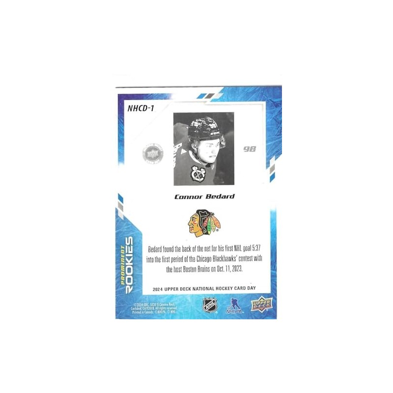 2024 Upper Deck NHCD Hockey #NHCD1 Connor Bedard Rookie Card