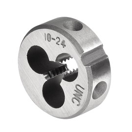 CoCud Round Threading Dies, 10-24 UNC Thread, 9SiCr Alloy Tool Steel Screw Milling Tools - (Applications: for Machine Thread Repair), 1-Piece