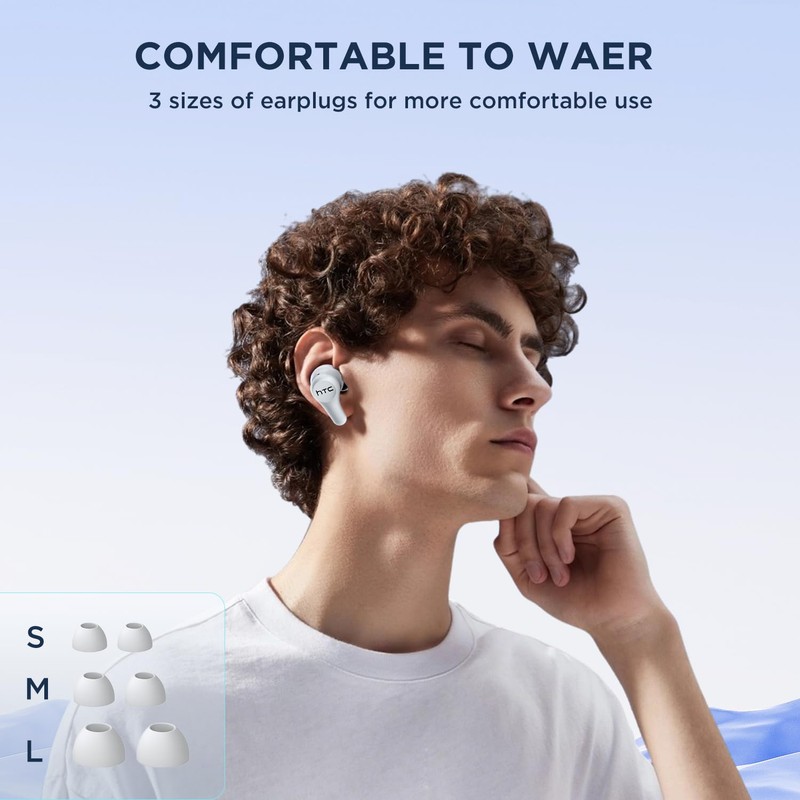 HTC Auriculares Inalámbricos Reducción Activa de Ruido, Auriculares Bluetooth con