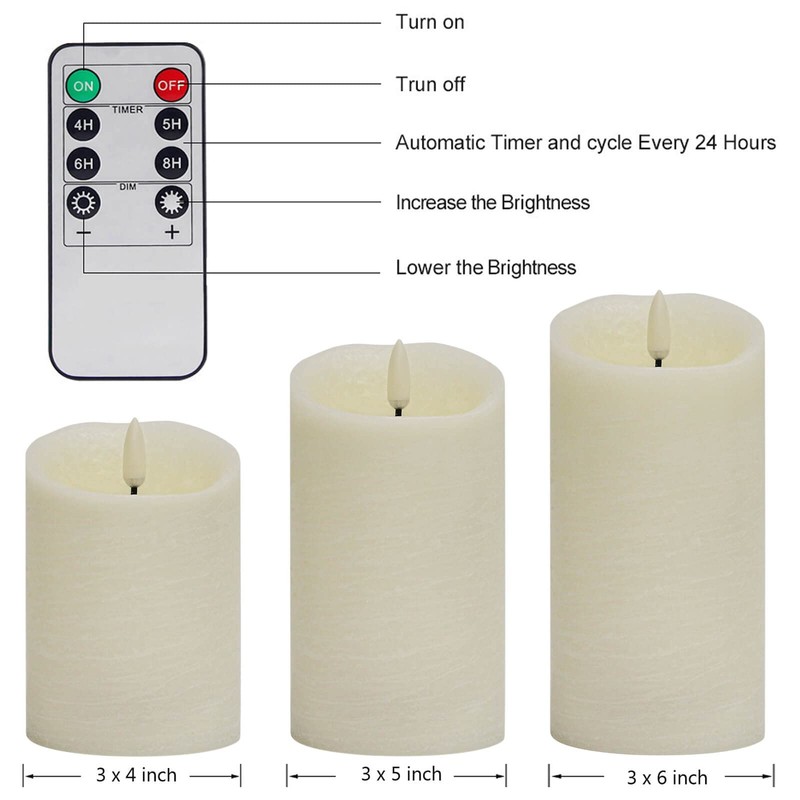 Real Wax Battery Operated Candles with Remote, Flickering Flameless Candles