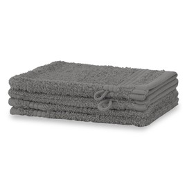 Merana Rome Wash Cloth Set, Absorbent, Soft and Lint-Free, Terry Wash Mitts in Luxury Quality, Heavy Cotton 590 GSM (Shark Grey, 4 x Wash Mitt (15 x 20 cm)
