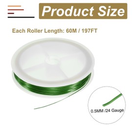 MECCANIXITY 24 Gauge Copper Wire for Jewelry Making Tarnish Resistant Beading Wire for Jewelry Making Crafts Supplies, Green,197FT