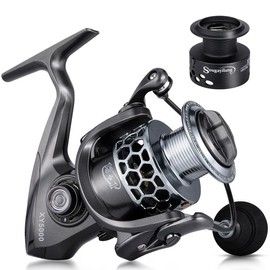 Sougayilang 13+1BB Spinning Fishing Reel High Speed Gear Ratio Aluminum Spool Light Weight Ultra Smooth Reel with Free Spool, Outdoor fishing rod - Color: Silver, Size: 2000