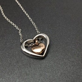 QeenseKc Rose Gold Double Heart Urn Necklaces for Ashes Grandpa Cremation Jewelry for Ashes Keepsake Memorial Pendant Jewelry