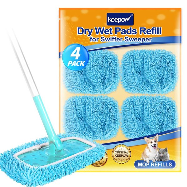 KEEPOW Dry Sweeping/Wet Mopping Cloths for Swiffer Sweeper Mop Deluxe