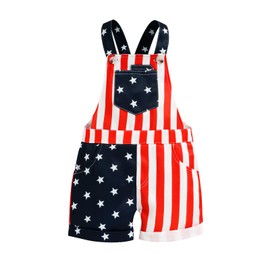 Adobabirl Toddler Baby 4th of July Outfit Girl Boy American Flag Overall Shorts Suspender Denim Jumpsuit with Pocket (Fourth of July- Stars,2-3T)