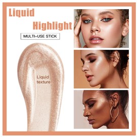 Liquid Highlighter,Shimmer Highlighter Makeup Stick With Cushion Applicator,Glitter Illuminator Makeup Glow,Face Highlighter,Long Lasting Highlighter Makeup Liquid,Waterproof Body Highlighter (03)