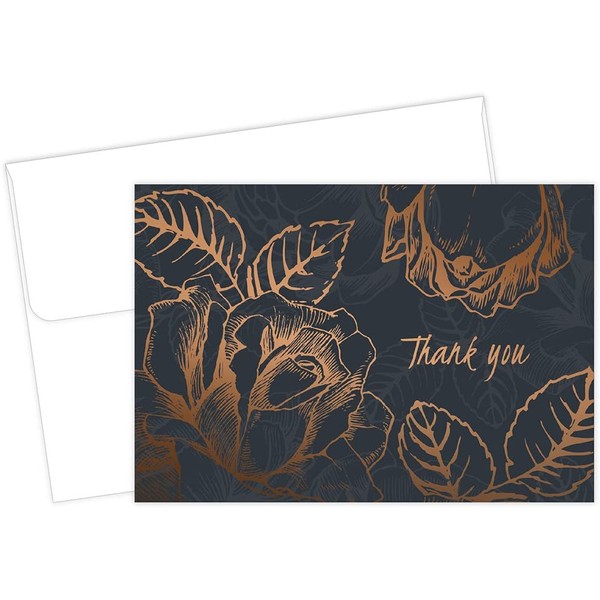Great Papers! Copper Flower Foil Thank You Note Card, 50 Count, 4.875" x 3.375" (2015126)