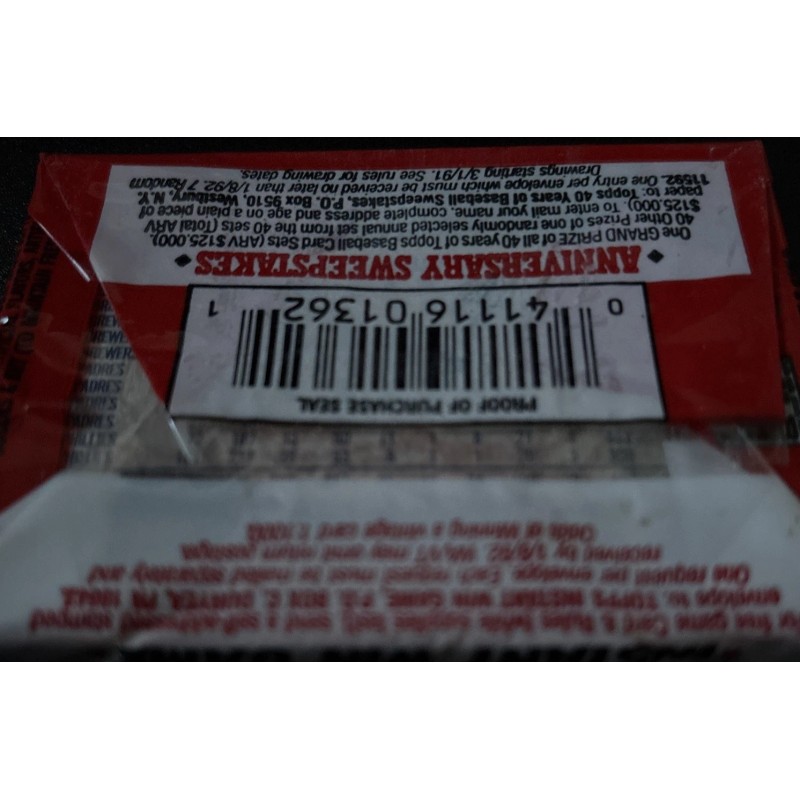 Topps 1991 Topps Baseball Pack Sealed