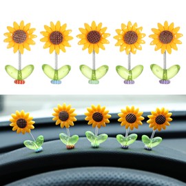 5pcs Sunflower Car Dashboard Decorations Bobblehead Sunflowers Car Ornament Cozy Hoome Cozy Home Sunflower Cars Interior Decor for Women, for Cute Girl Cars Interior Desk Ornaments Gifts