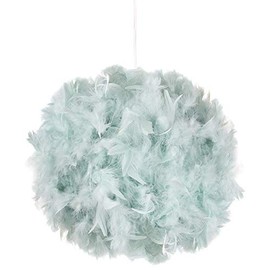 Eye-Catching and Modern Real Natural Duck Egg Blue Feather Decorated Small Pendant Light Shade 40watt Maximum Perfect Statement Piece 25cm Diameter by Happy Homewares